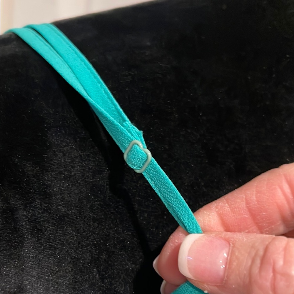 Small Teal Ruffle spaghetti Strap Top - Picture 3 of 10